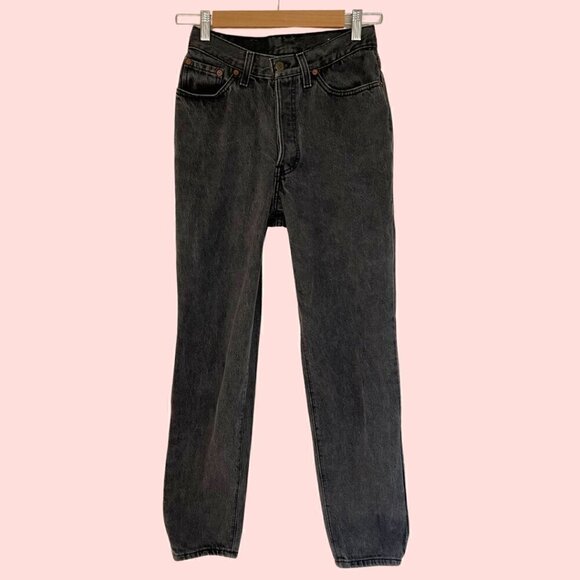 Levi's 17501 Washed Black Tapered Leg Vintage 80's Denim Jeans - Picture 2 of 7